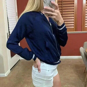 Aerie Lightweight Navy Bomber Jacket S